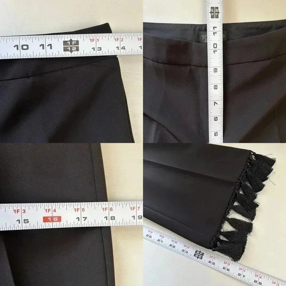 Topshop Tassel Hem Kick Flare Trousers Black Cropped Pants Size 4 NWOT - Picture 14 of 16